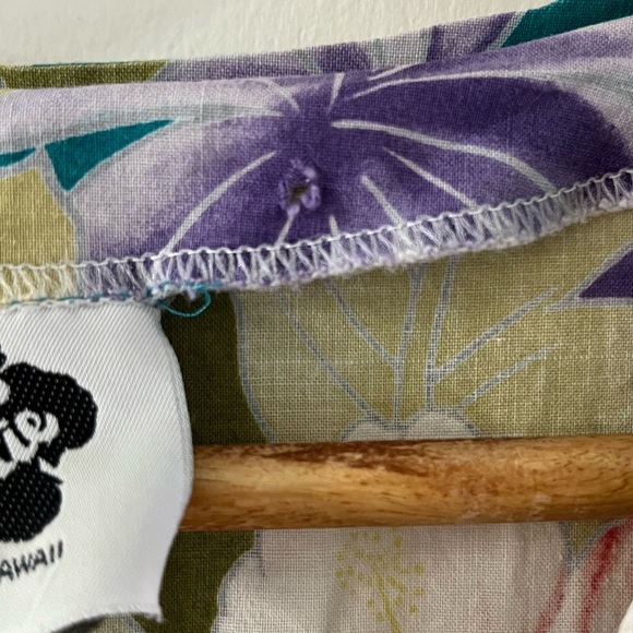 Vintage Hilo Hattie Hawaiian Floral Cotton Romper Green Purple Hibiscus - Picture 10 of 17